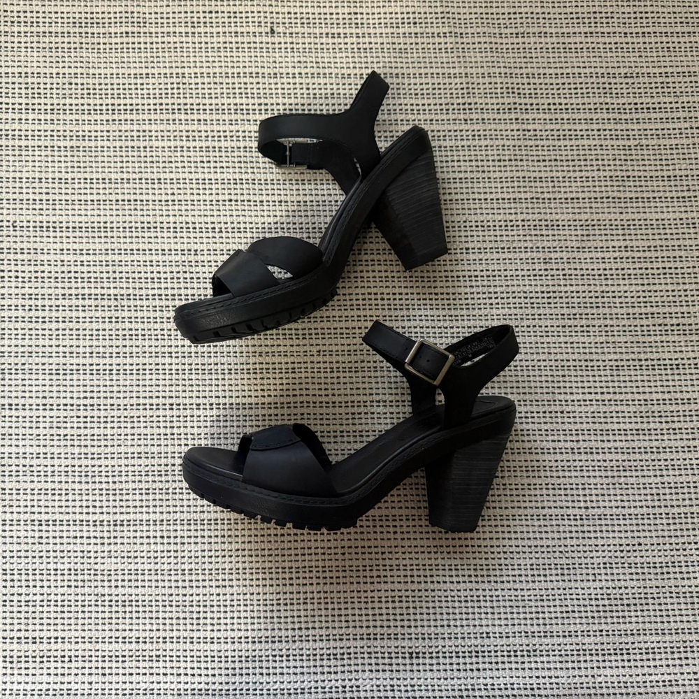 Timberland Black Heeled Sandals